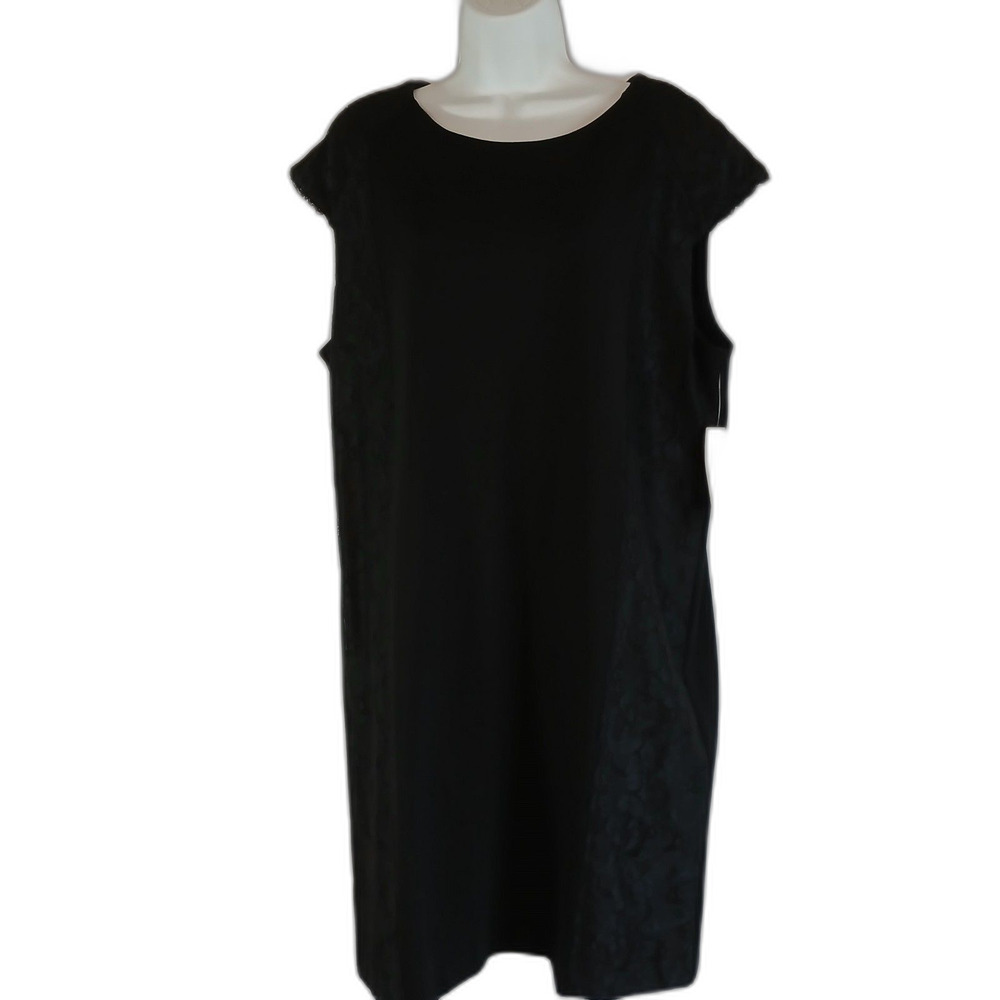 Chico's Black Dress Lace Accents Sleeveless NWT Sz 3 Romantic Cocktail Classic